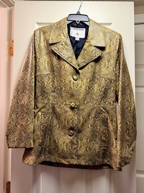Yukon Trail Gold Snake-Print Leather Jacket- Size S